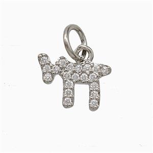 Copper Lamb Charms Pendant Pave Zirconia Sheep Platinum Plated, approx 7-10mm