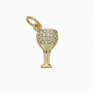 Copper Winecup Pendant Pave Zirconia Gold Plated, approx 7-12mm