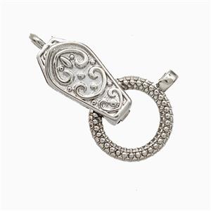 Copper Clasp Pendant Platinum Plated, approx 8-16mm, 13mm dia