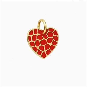 Copper Heart Pendant Red Enamel Gold Plated, approx 10mm