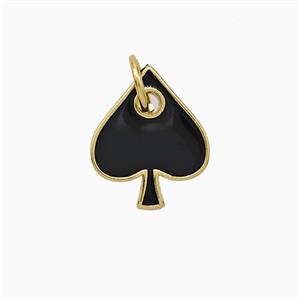 ACE of Spade Copper Pendant Black Enamel Gold Plated, approx 12mm
