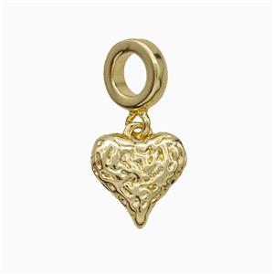 Copper Heart Pendant Hammered 18K Gold Plated, approx 11mm, 8.5mm dia