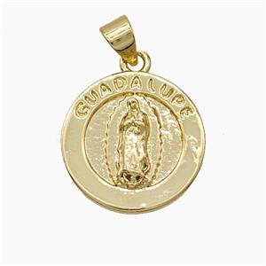 Lady Of Guadalupe Charms Copper Pendant Gold Plated, approx 17mm