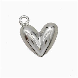 Copper Heart Pendant Platinum Plated, approx 13-15mm