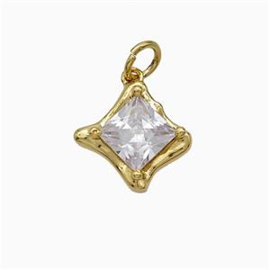 Copper Star Pendant Pave Zirconia Gold Plated, approx 12mm