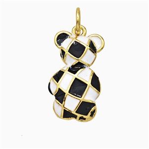 Copper Panda Charms Pendant White Black Enamel Gold Plated, approx 9-16mm