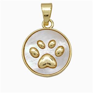 Copper Paws Pendant Pave Shell Gold Plated, approx 17mm