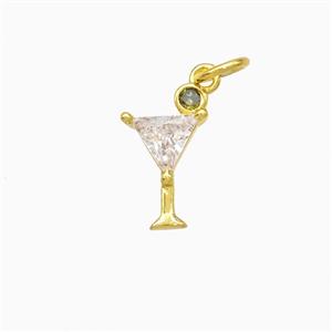Martini Drink GlassCup Charms Copper Pendant Pave Zirconia Gold Plated, approx 7-12mm