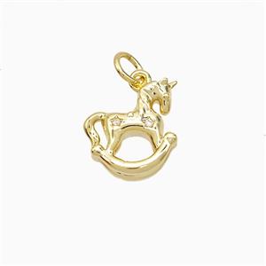 Copper Trojan Horse Pendant Pave Zirconia Gold Plated, approx 12mm
