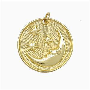 Copper Moon Star Pendant Gold Plated, approx 24mm