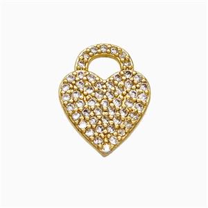 Copper Heart Pendant Pave Zirconia Gold Plated, approx 12-15mm