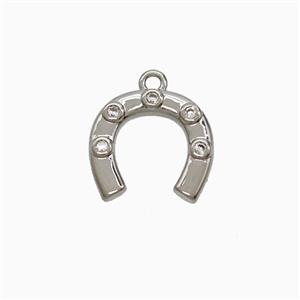 Copper Horseshoe Pendant Pave Zirconia Platinum Plated, approx 13mm