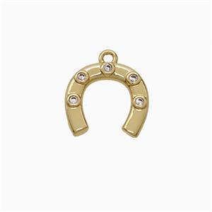 Copper Horseshoe Pendant Pave Zirconia Gold Plated, approx 13mm