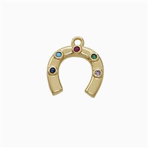 Copper Horseshoe Pendant Pave Zirconia Gold Plated, approx 13mm
