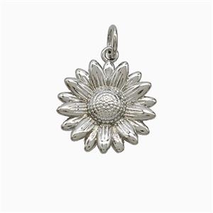 Copper Sunflower Pendant Platinum Plated, approx 15mm