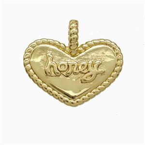 Copper Heart Pendant Honey Gold Plated, approx 18-21mm