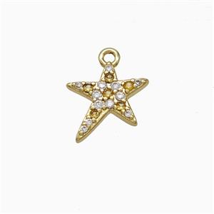 Copper Star Pendant Pave Zirconia Gold Plated, approx 11mm