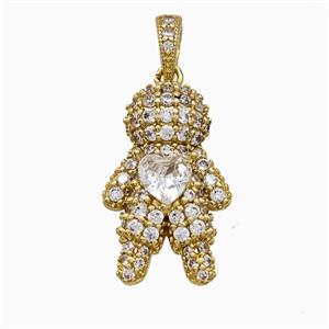 Copper Boy Pendant Pave Zirconia Crystal Glass Kids Gold Plated, approx 13-20mm