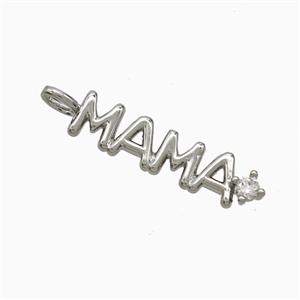 Copper MAMA Pendant Pave Zirconia Platinum Plated, approx 6-30mm