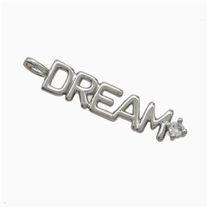 Copper DREAM Pendant Pave Zirconia Platinum Plated, approx 6-30mm