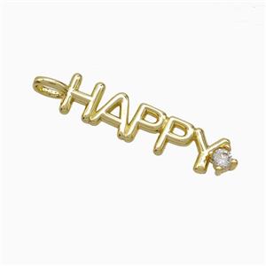 Copper HAPPY Pendant Pave Zirconia Gold Plated, approx 6-30mm