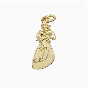 Fortune Bag Charms Copper Pendant Bowknot Gold Plated, approx 8-16mm