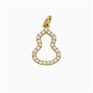 Copper Gourd Pendant Pave Zirconia Gold Plated, approx 9-12mm