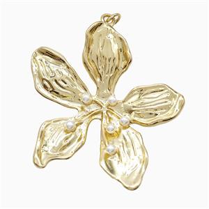 Copper Flower Pendant Pave Resin Gold Plated, approx 40mm