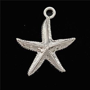 Copper Starfish Pendant Shiny Silver, approx 19mm
