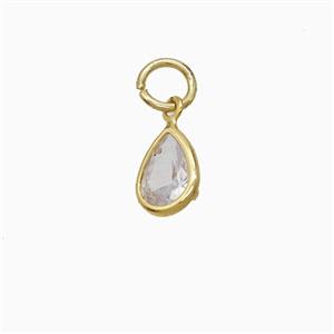 Cubic Zirconia Teardrop Pendant Copper Gold Plated, approx 6-8mm