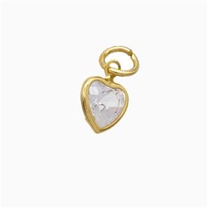Cubic Zirconia Heart Pendant Copper Gold Plated, approx 7mm