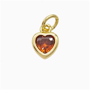 Red Cubic Zirconia Heart Pendant Copper Gold Plated, approx 7mm