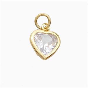 Cubic Zirconia Heart Pendant Copper Gold Plated, approx 9mm
