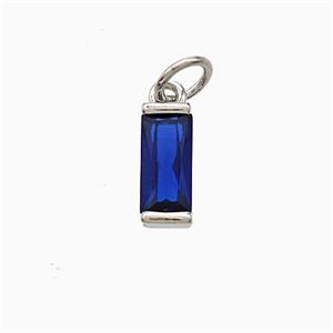 Blue Cubic Zirconia Stick Pendant Copper Platinum Plated, approx 4-10mm