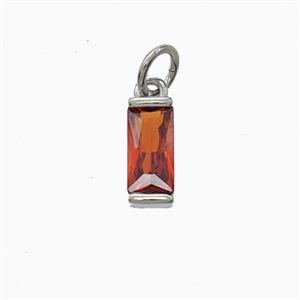 Red Cubic Zirconia Stick Pendant Copper Platinum Plated, approx 4-10mm