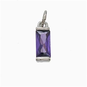 Purple Cubic Zirconia Stick Pendant Copper Platinum Plated, approx 4-10mm