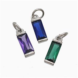 Cubic Zirconia Stick Pendant Copper Platinum Plated Mixed, approx 4-10mm