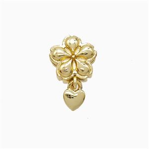 Copper Flower Pendant Heart Gold Plated, approx 4mm, 8mm