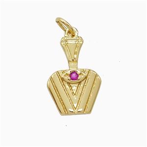 Copper Perfume Bottle Pendant Pave Zirconia Gold Plated, approx 11-16mm