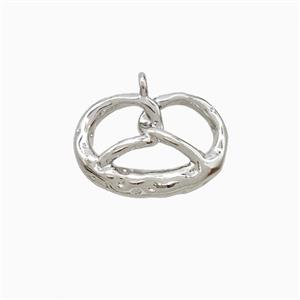 Pretzel Charms Copper Pendant Hammered Platinum Plated, approx 10-15mm
