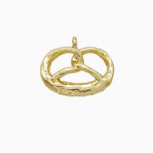 Pretzel Charms Copper Pendant Hammered Gold Plated, approx 10-15mm