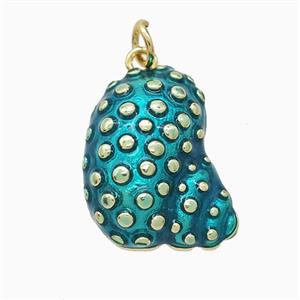 Copper Conch Shell Pendant Teal Painted Gold Plated, approx 18-20mm
