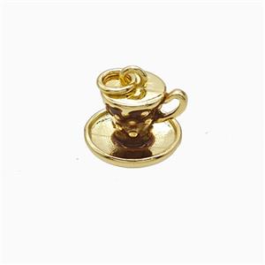 Coffee Cup Charms Copper Pendant Enamel Gold Plated, approx 9-12mm