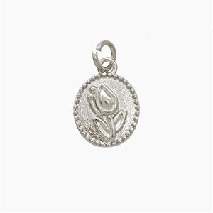 Copper Tulip Pendant Flower Platinum Plated, approx 8-9mm