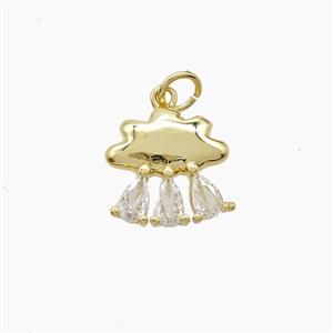 Copper Cloud Pendant Pave Zirconia Gold Plated, approx 13mm