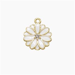 Copper Flower Pendant White Enamel Gold Plated, approx 10mm