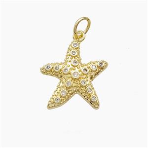 Copper Starfish Pendant Pave Zirconia Gold Plated, approx 15mm