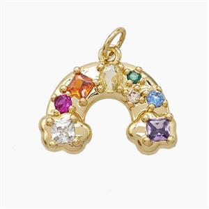 Copper Rainbow Pendant Pave Zirconia Gold Plated, approx 14-19mm