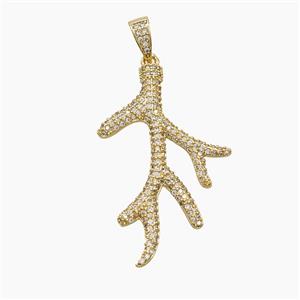 Copper Deer Breast Pendant Pave Zirconia Gold Plated, approx 25-40mm