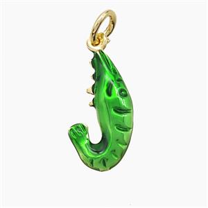 Copper Shrimp Pendant Green Painted Gold Plated, approx 10-18mm